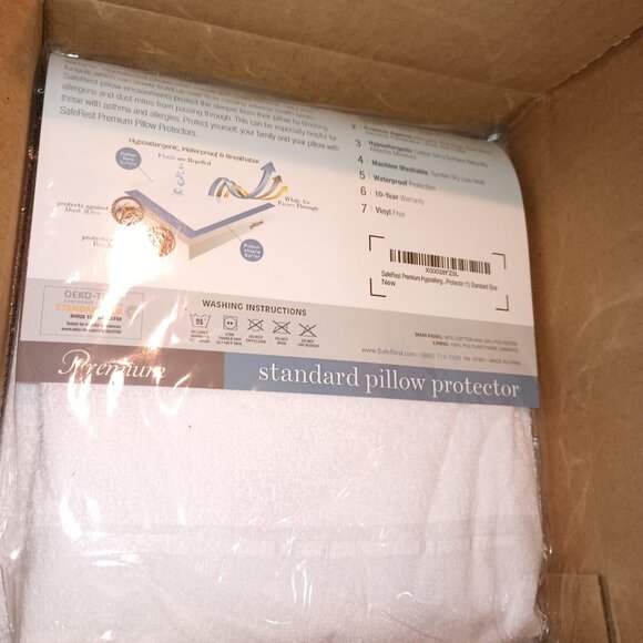 NEW SafeRest Cotton Terry Pillow Protector, Breathable, Standard 2 Pack White - Picture 5 of 8